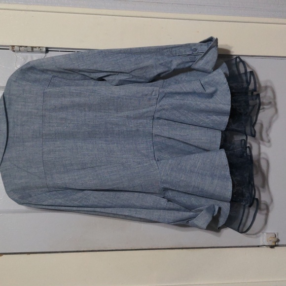 Ashley Stewart peplum blue long sleeves shirt size 16 - Picture 3 of 4